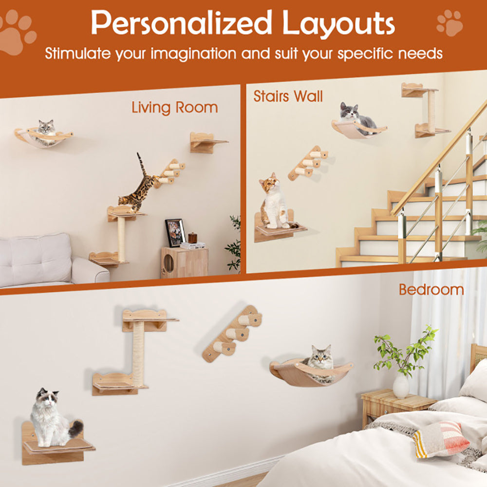 Wall-Mounted Cat Tree & Climbing Set - Space-Saving Cat Playground - TailTastic Store