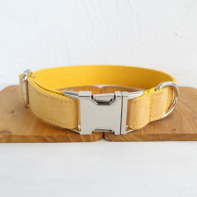 Yellow Dog Collar Set with Matching Leash and Bow Tie - Adjustable Pet Accessories
