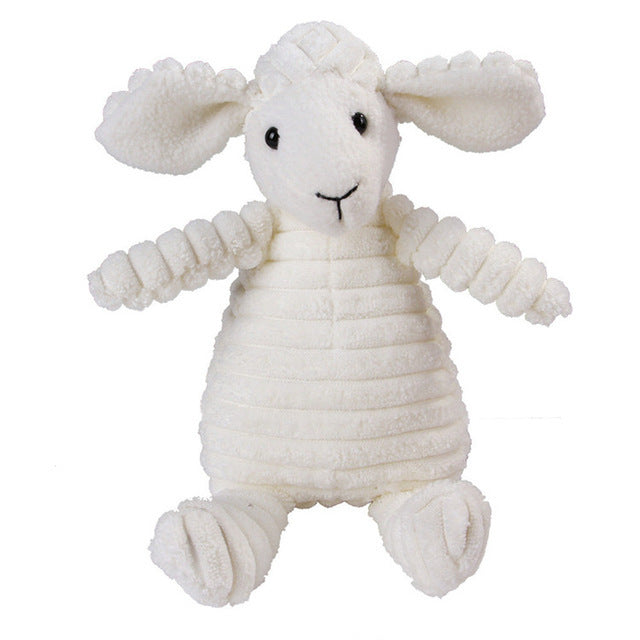 Animal Plush Squeaky Pet Toy - Corduroy Chew Fun