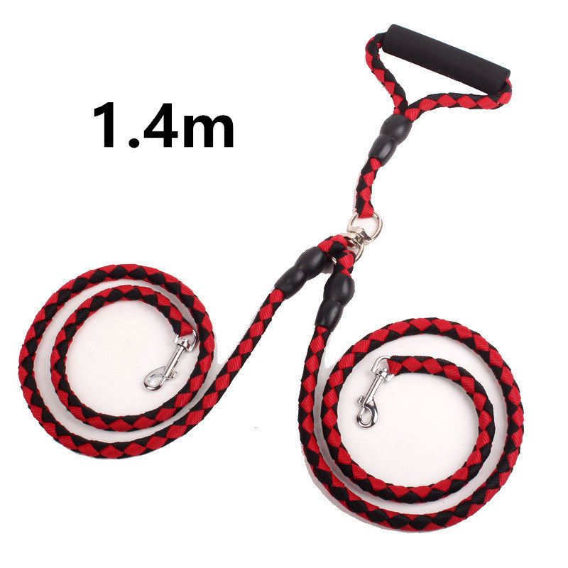 Heavy Duty Double Dog Leash - Reflective Nylon Rope