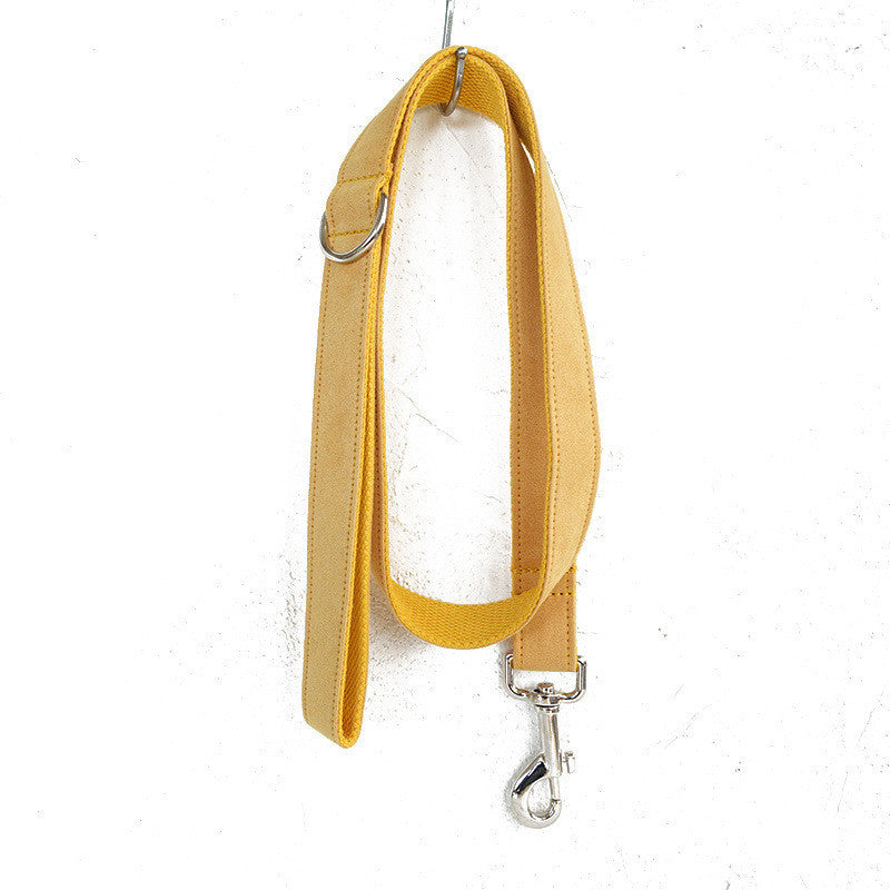 Yellow Dog Collar Set with Matching Leash and Bow Tie - Adjustable Pet Accessories
