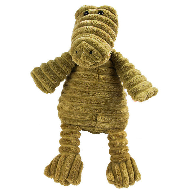 Animal Plush Squeaky Pet Toy - Corduroy Chew Fun