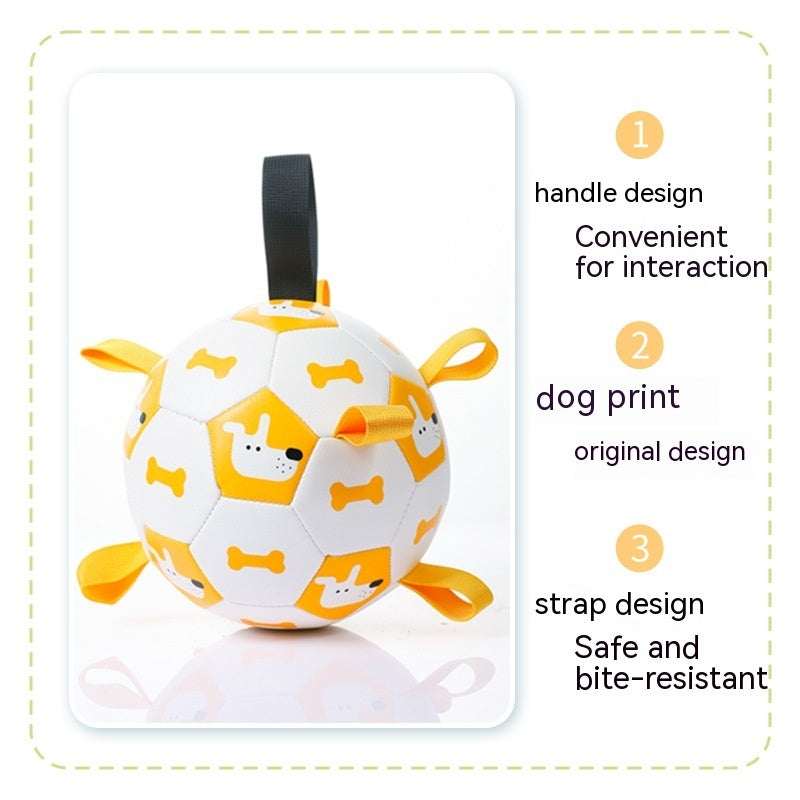 Interactive Dog Football Toy - Durable PU Ball with Strap