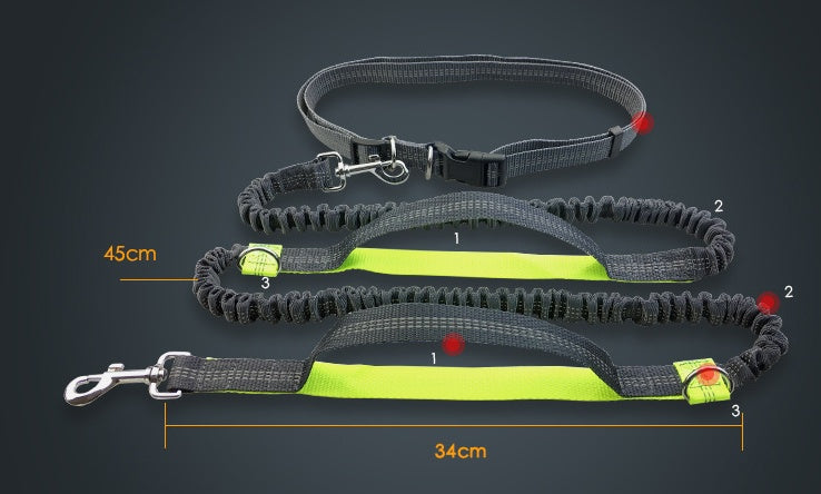 Elastic Hands-Free Dog Leash - Reflective Running Belt