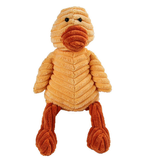 Animal Plush Squeaky Pet Toy - Corduroy Chew Fun