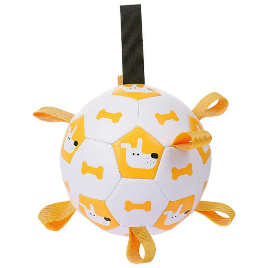 Interactive Dog Football Toy - Durable PU Ball with Strap - TailTastic Store