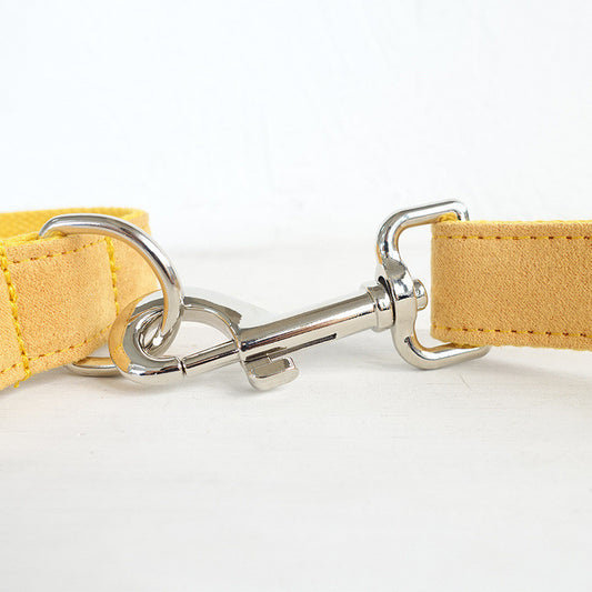 Yellow Dog Collar Set with Matching Leash and Bow Tie - Adjustable Pet Accessories