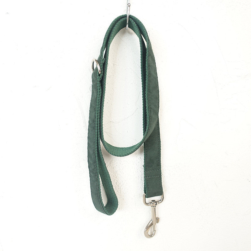 Green Dog Collar Set with Matching Leash and Bow Tie - Adjustable Pet Accessories