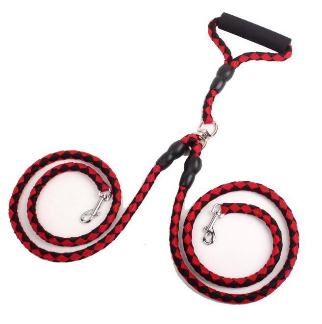 Heavy Duty Double Dog Leash - Reflective Nylon Rope