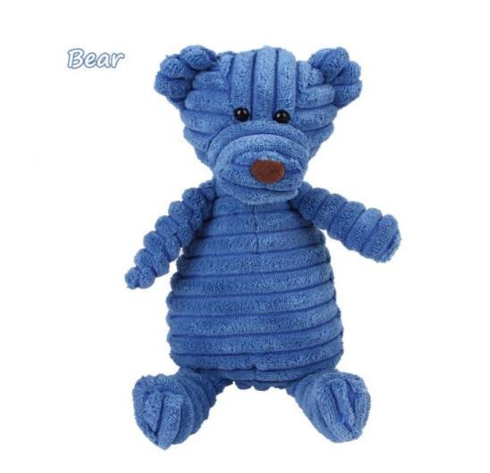 Animal Plush Squeaky Pet Toy - Corduroy Chew Fun