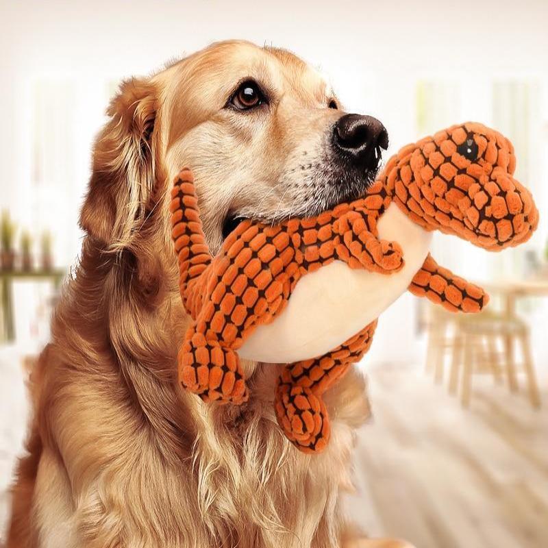 Dinosaur Plush Pet Toy - Squeaky Chew for Dogs