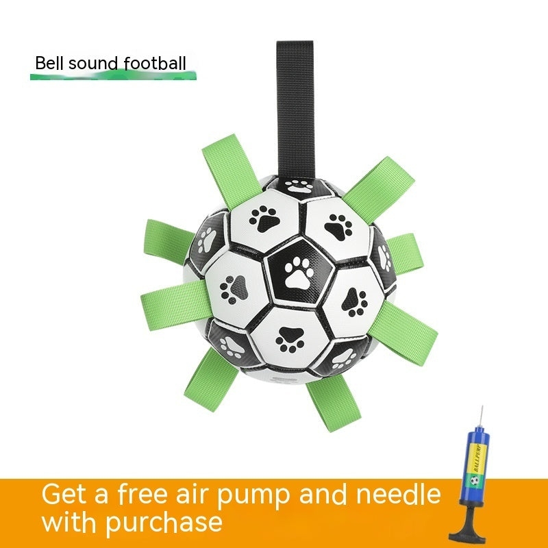 Interactive Dog Football Toy - Durable PU Ball with Strap