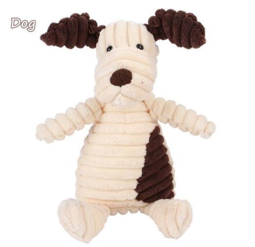 Animal Plush Squeaky Pet Toy - Corduroy Chew Fun