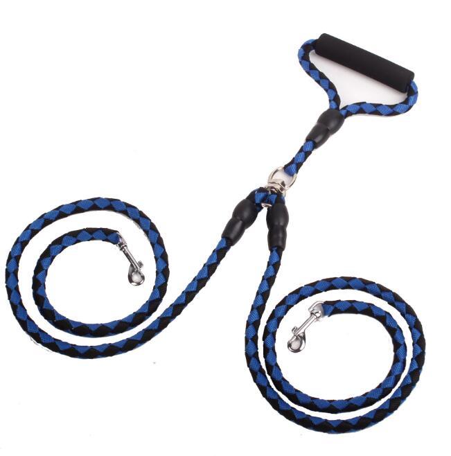Heavy Duty Double Dog Leash - Reflective Nylon Rope