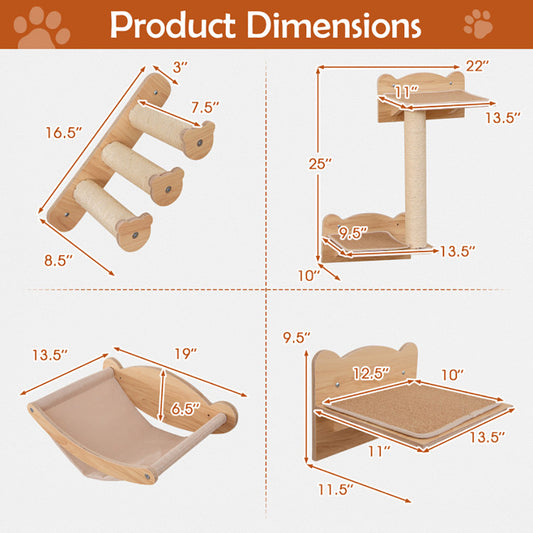 Wall-Mounted Cat Tree & Climbing Set - Space-Saving Cat Playground - TailTastic Store