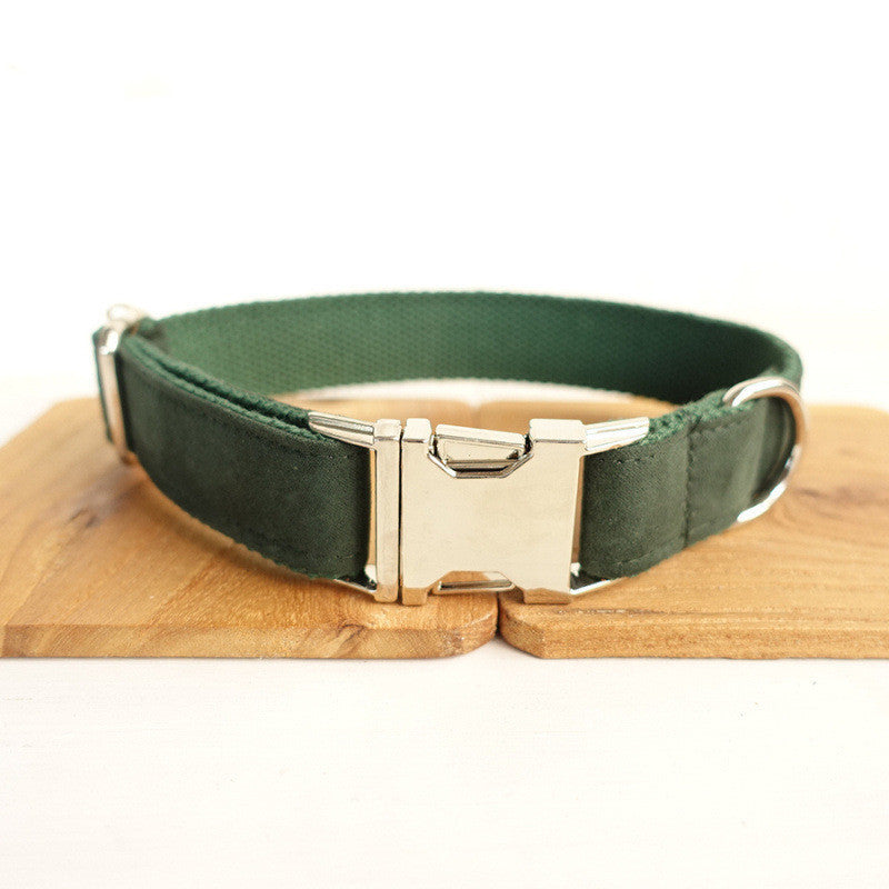 Green Dog Collar Set with Matching Leash and Bow Tie - Adjustable Pet Accessories