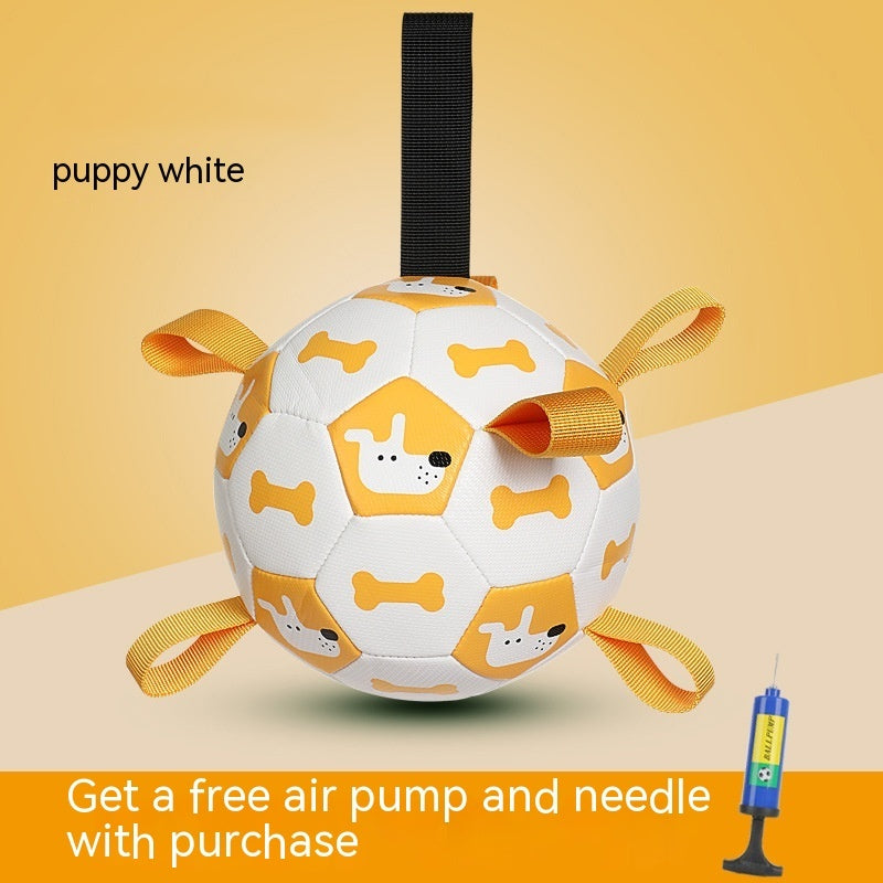 Interactive Dog Football Toy - Durable PU Ball with Strap