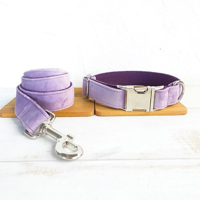 Purple Dog Collar Set | Adjustable Leash & Bow Tie | Quality Pet Accessories