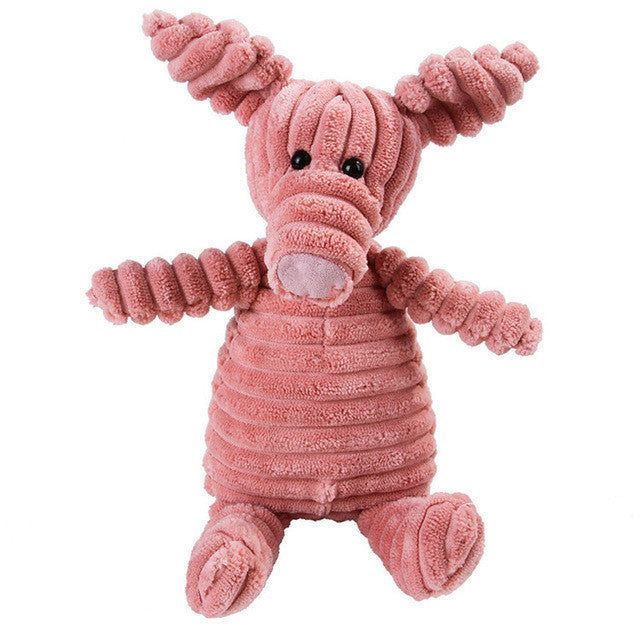 Animal Plush Squeaky Pet Toy - Corduroy Chew Fun