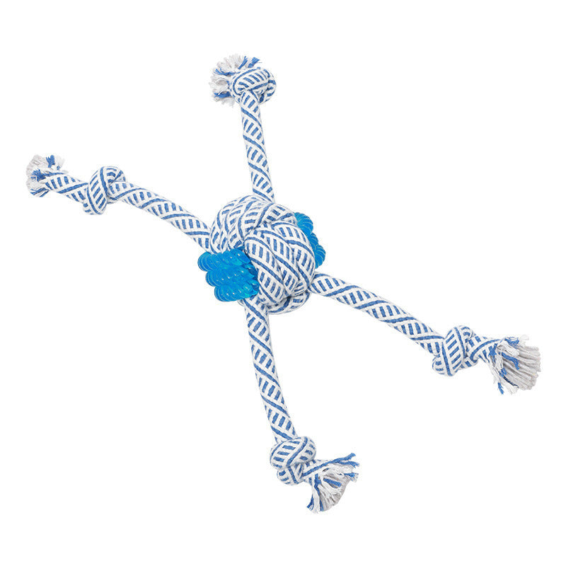 Cotton Rope Dog Chew Toy - Teeth Cleaning TPR