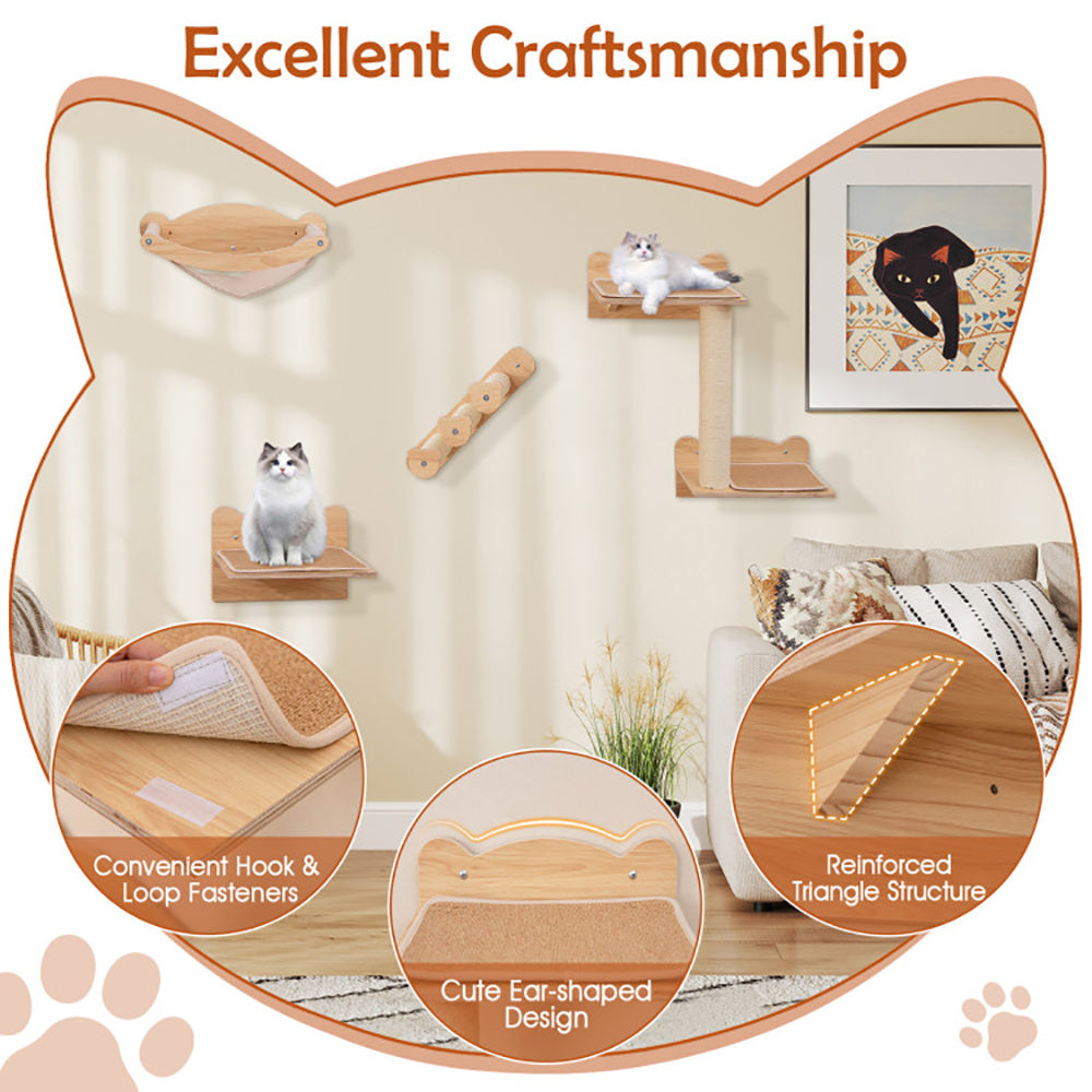 Wall-Mounted Cat Tree & Climbing Set - Space-Saving Cat Playground - TailTastic Store