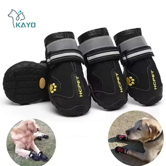 Waterproof Dog Boots – Anti-Slip Rain & Snow Shoes with Reflective Stripes (4pcs) Accessories TailTastic Store
