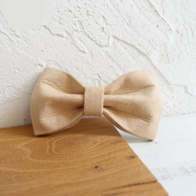 Beige Dog Collar Set | Adjustable Leash & Bow Tie | Quality Pet Accessories