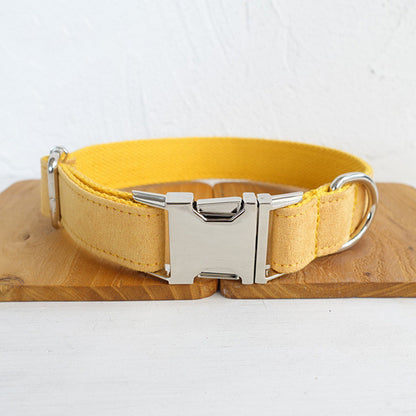 Yellow Dog Collar Set with Matching Leash and Bow Tie - Adjustable Pet Accessories