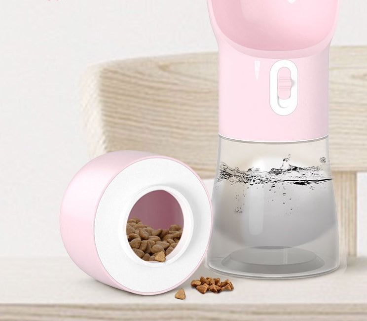 Portable Pet Water Bottle - 2-in-1 Travel Dog Cat Bottle with Food Container
