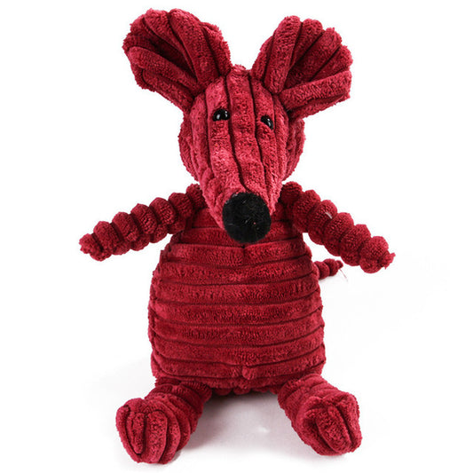 Animal Plush Squeaky Pet Toy - Corduroy Chew Fun