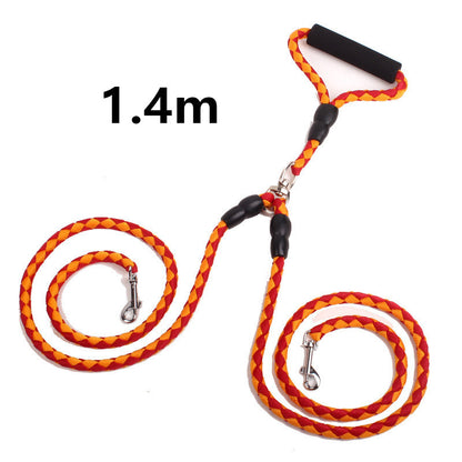 Heavy Duty Double Dog Leash - Reflective Nylon Rope