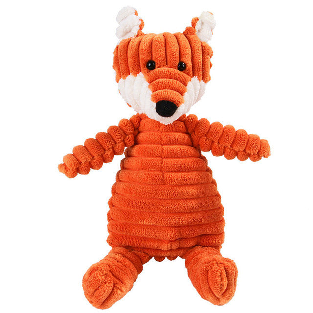 Animal Plush Squeaky Pet Toy - Corduroy Chew Fun