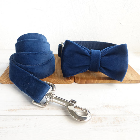 Blue  Dog Collar Set | Adjustable Leash & Bow Tie | Quality Pet Accessories