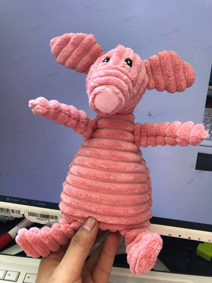 Animal Plush Squeaky Pet Toy - Corduroy Chew Fun