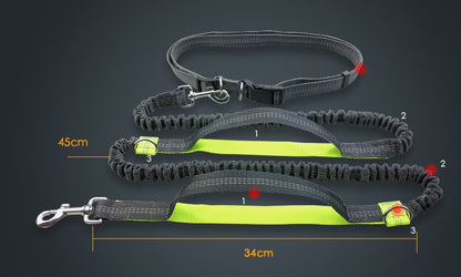 Elastic Hands-Free Dog Leash - Reflective Running Belt