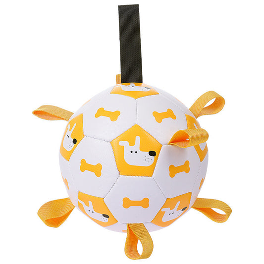 Interactive Dog Football Toy - Durable PU Ball with Strap