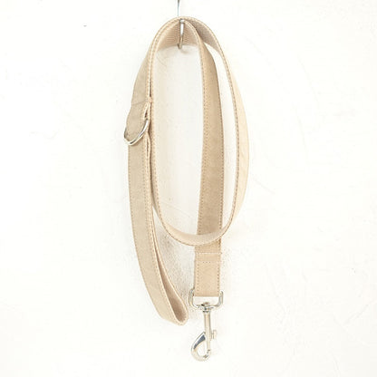 Beige Dog Collar Set | Adjustable Leash & Bow Tie | Quality Pet Accessories