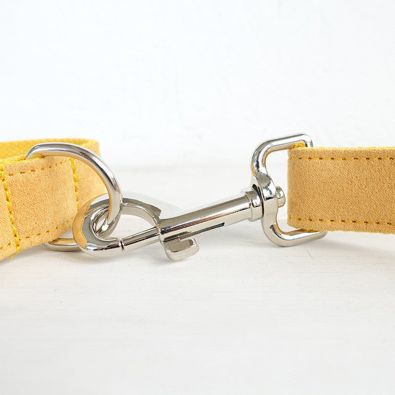 Yellow Dog Collar Set with Matching Leash and Bow Tie - Adjustable Pet Accessories