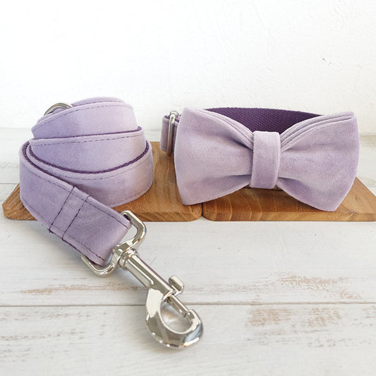 Purple Dog Collar Set | Adjustable Leash & Bow Tie | Quality Pet Accessories