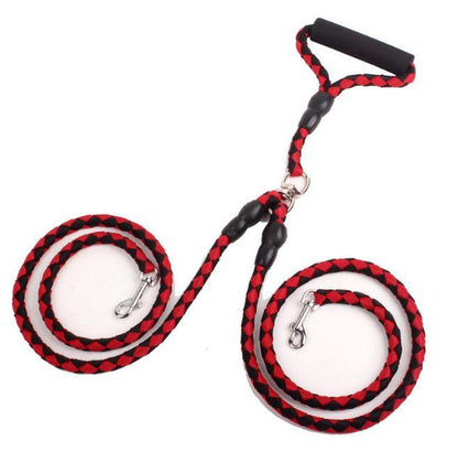 Heavy Duty Double Dog Leash - Reflective Nylon Rope