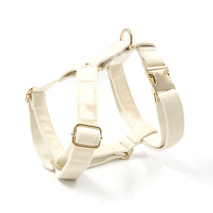Beige Dog Collar Set | Adjustable Leash & Bow Tie | Quality Pet Accessories