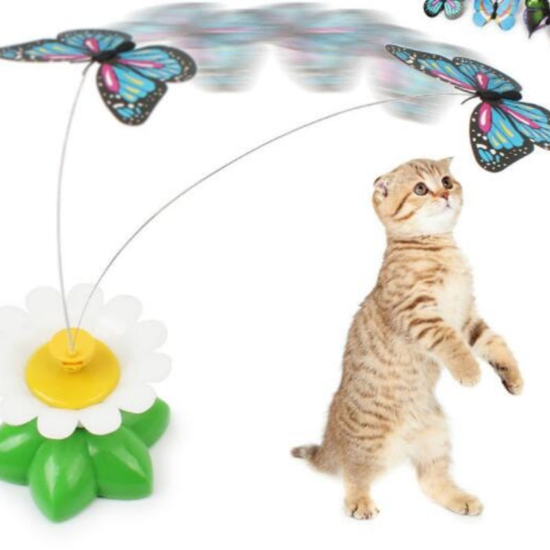 Interactive Rotating Butterfly Cat Toy - Battery Fun