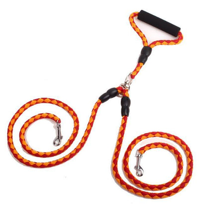Heavy Duty Double Dog Leash - Reflective Nylon Rope
