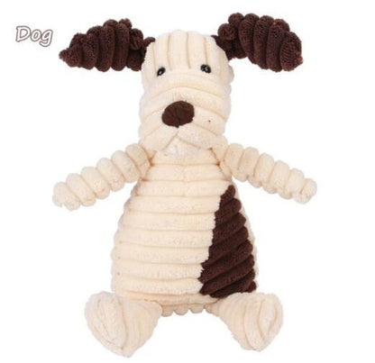 Animal Plush Squeaky Pet Toy - Corduroy Chew Fun