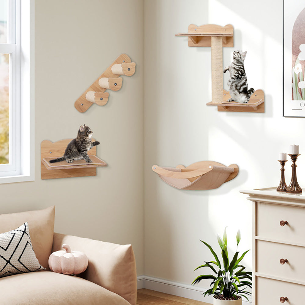 Wall-Mounted Cat Tree & Climbing Set - Space-Saving Cat Playground - TailTastic Store