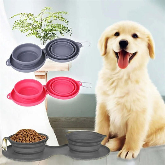 Durable Collapsible Travel Dog Bowls - Portable Pet Feeding Set
