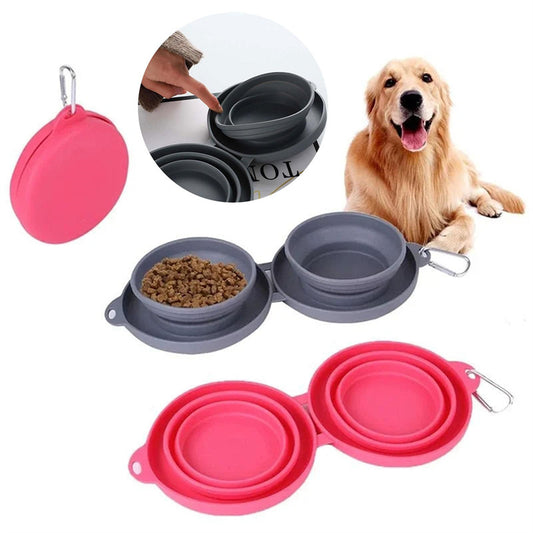 Durable Collapsible Travel Dog Bowls - Portable Pet Feeding Set