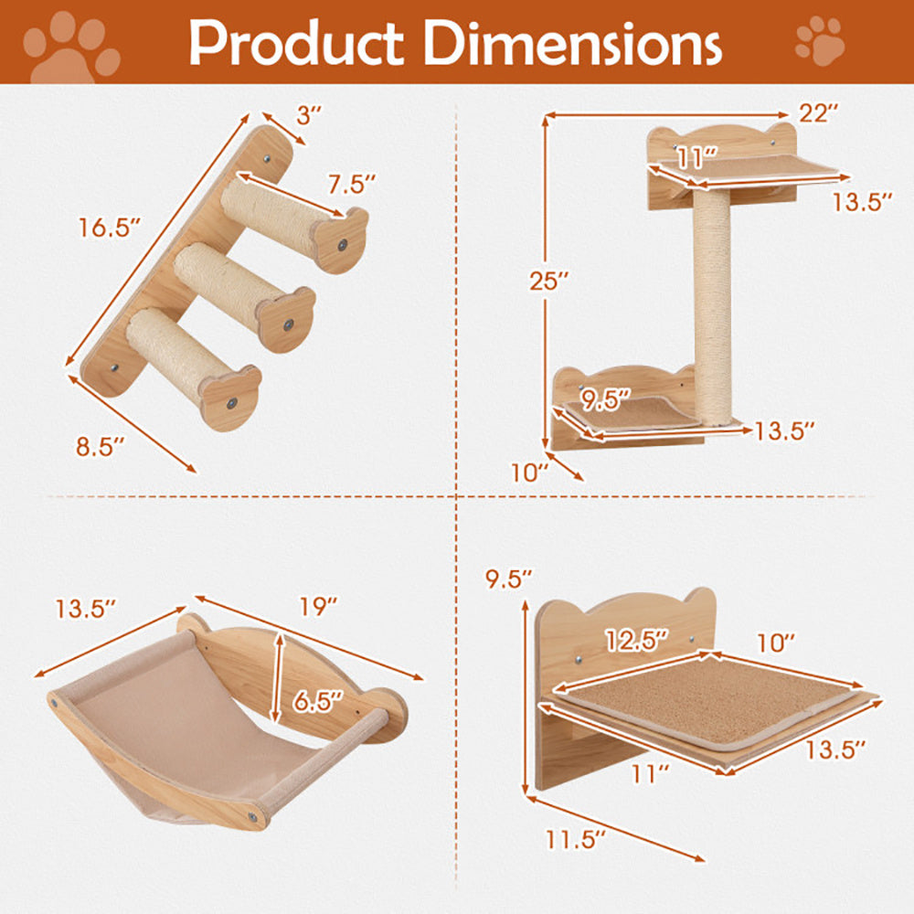 Wall-Mounted Cat Tree & Climbing Set - Space-Saving Cat Playground - TailTastic Store