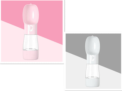 Portable Pet Water Bottle - 2-in-1 Travel Dog Cat Bottle with Food Container