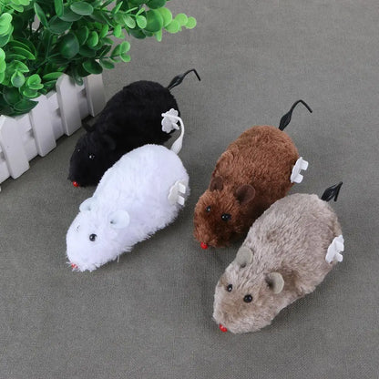 Spring‑Powered Plush Mouse – Interactive Mechanical Toy for Cats